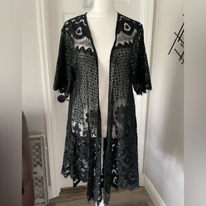 She + Sky Lace Kimono, Size M